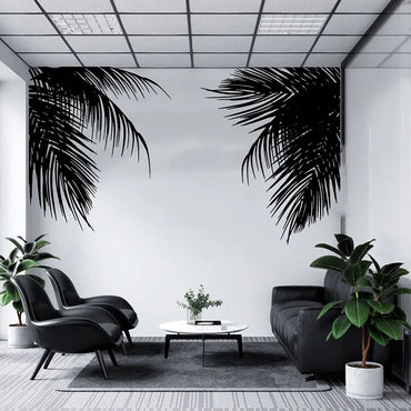 Tropical Palm Tree Leaves Wall Sticker Office Kids Room Twigs Palm Branch Leaf Summer Beach Forest LandScape Wall Decal Playroom
