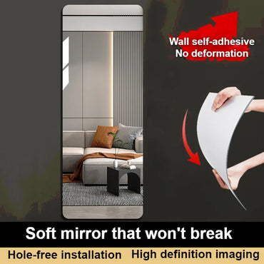 Self Adhesive Full Body Mirror Sticker Acrylic Wall Mounted Dressing Mirror for Bedroom Home Closet Door Easy DIY Installation