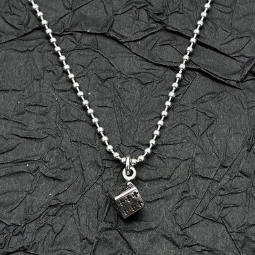 2026 New Model S925 Sterling Silver Retro Old Ring Dice Pendant Necklace European and American Men and Women Niche