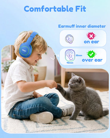 Acer OHR702 Kids Bluetooth 6.0 Headphones Over Ear Headphone with Mic 85dBA Safe Volume USB C Fast Charging Toddler Headphones