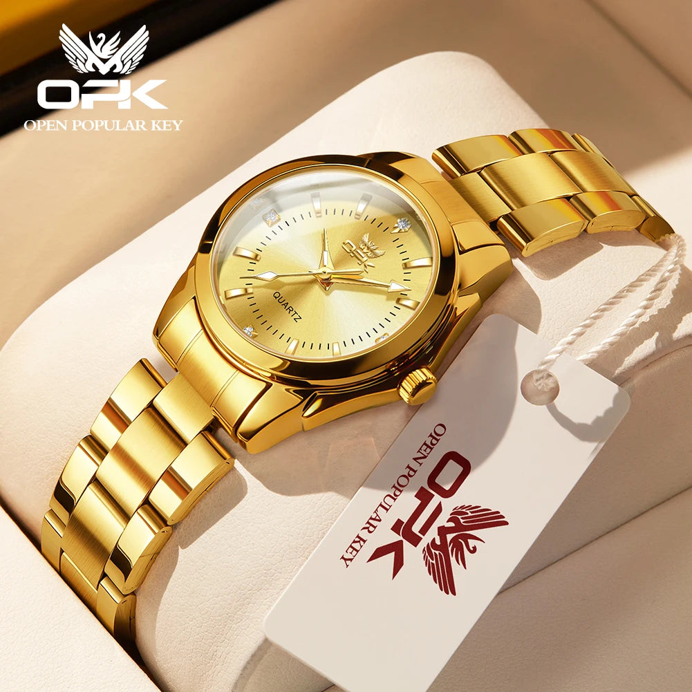 OPK 6002 Ladies Watches Steel Strap Waterproof Luminous Women's Watches Fashion Simple Elegant Quartz Wrist Watches for Woman