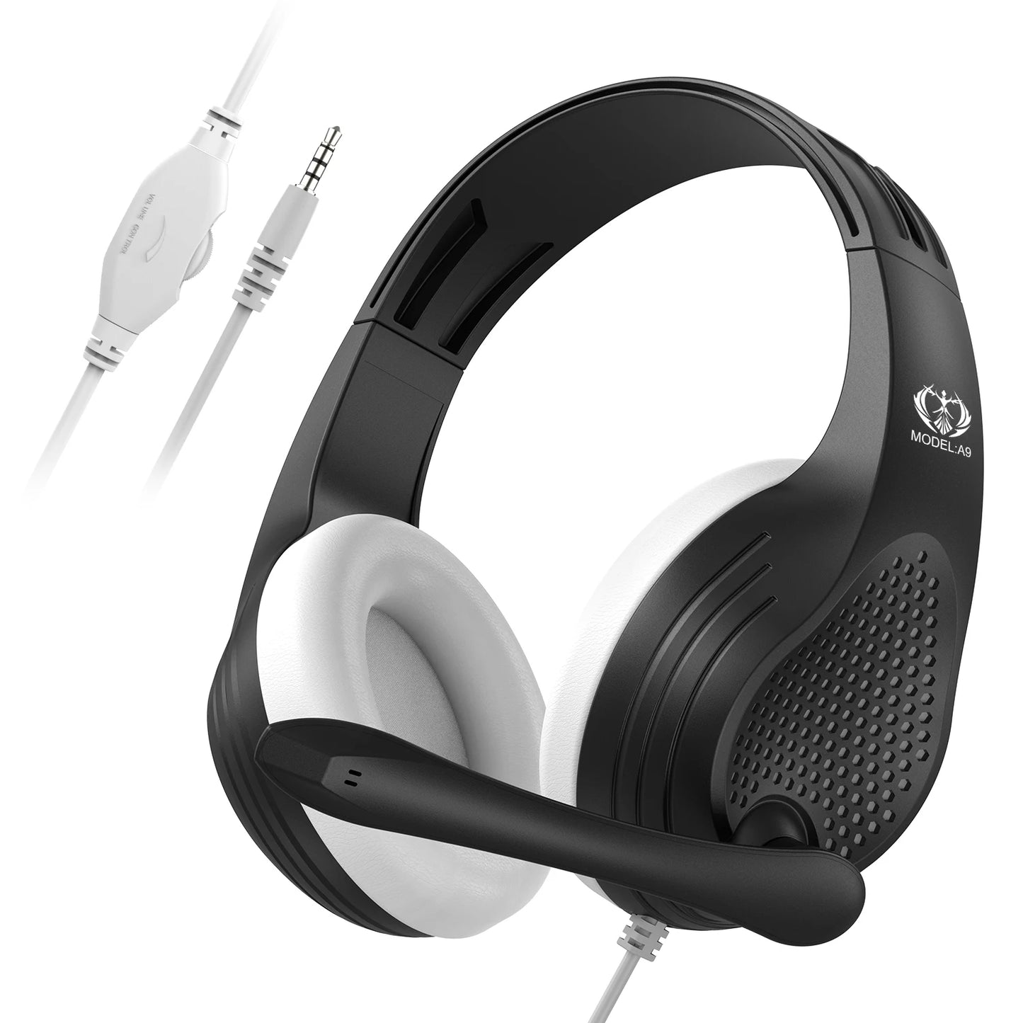 3.5mm Wired Over-Ear Headphones with Mic, Noise Cancelling, Stereo Bass, Soft Earmuffs for Gaming PC/PS4/PS5/XBOX/Laptop/Phone/T