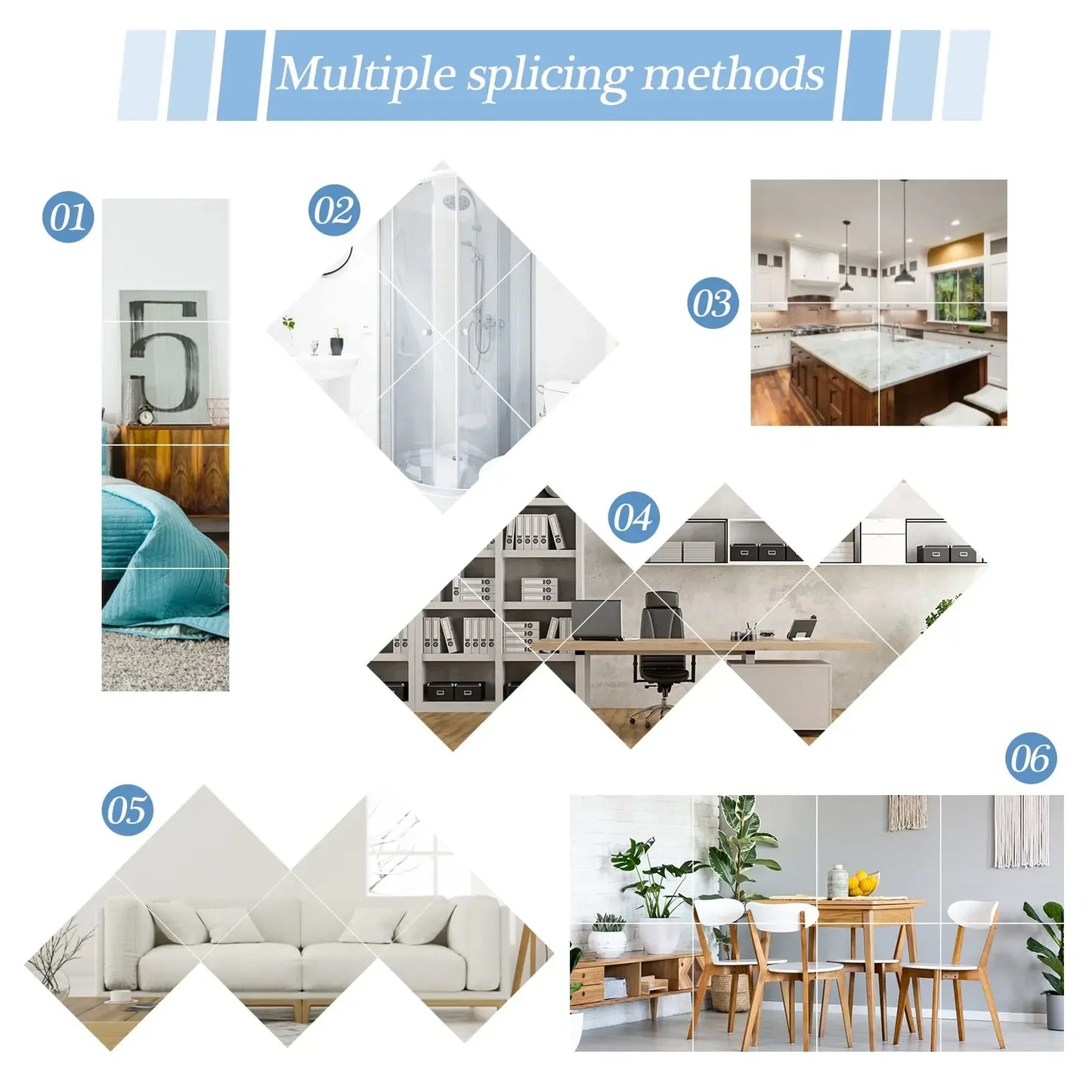 4/8PCs 30x30 Self-adhesive Mirror Stickers Flexible Thicken DIY Art Mirrors Acrylic Wall Decorations for Door Wardrobe Bathroom