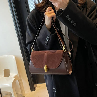 Fashion PU Shoulder Bag Stylish Crossbody Bag Adjustable Strap Vintage Small Tote Bag Trendy Commuting Bag Slouchy Hobo Bag