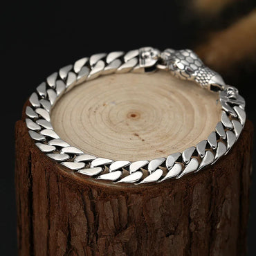Factory Price S925 Sterling Silver Snake-Head Trendy and Fashionable Retro Punk Python Bracelet Jewelry Couples Gift