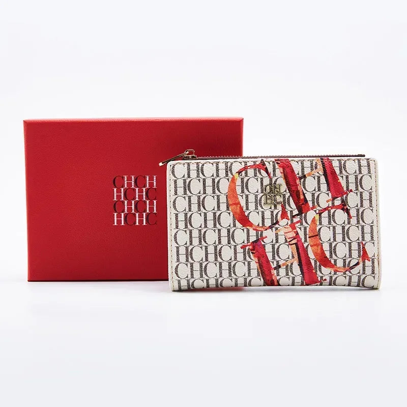 CH Exquisite Compact Portable High-quality Wallet With A High-end Feel Light Luxury Women's Cartoon Pattern Printed Wallet