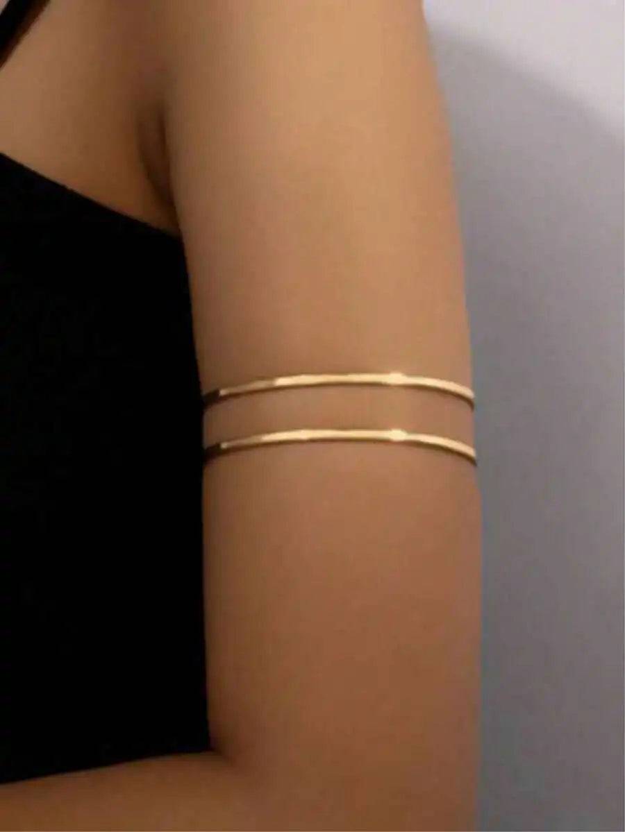 Gold Tone Fluid Curve Cuff Bracelet For Women Minimalist Summer Party Jewelry Gift