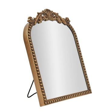 Gold Filigree Arch Tabletop Mirror Adjustable Stand Decorative Accent Elegant Home Decor High Quality Mirror Bedroom Living Room