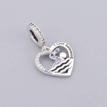 Fit Original Charm Bracelet 925 Sterling Silver Swimming Symbol She Believed She Could So She Did Bead For Making Women Berloque