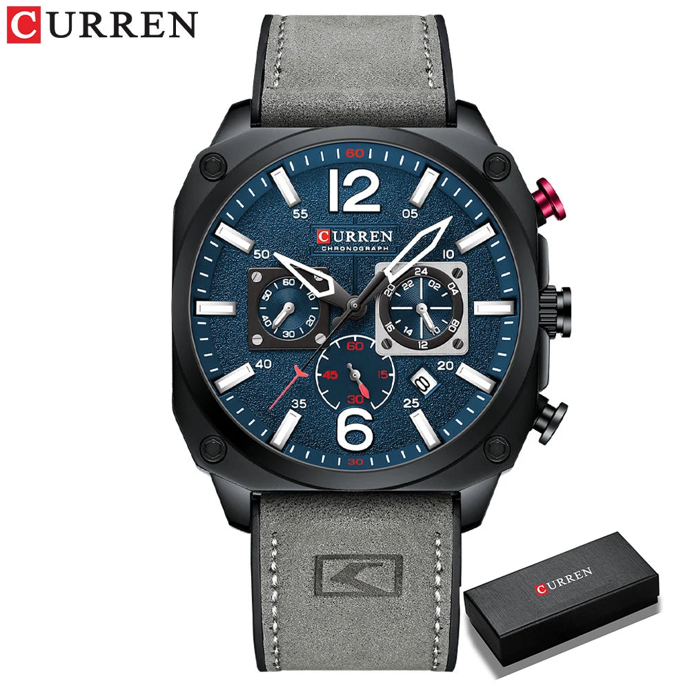 New CURREN Brand Watch Men Leather Sports Watches Men's Army Military Quartz Wristwatch Chronograph Male Clock Relogio Masculino