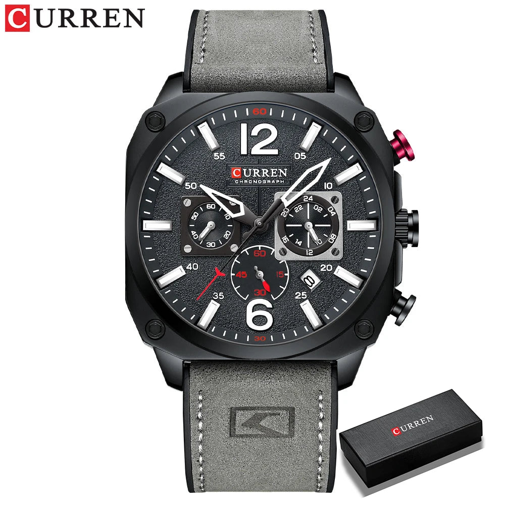 New CURREN Brand Watch Men Leather Sports Watches Men's Army Military Quartz Wristwatch Chronograph Male Clock Relogio Masculino