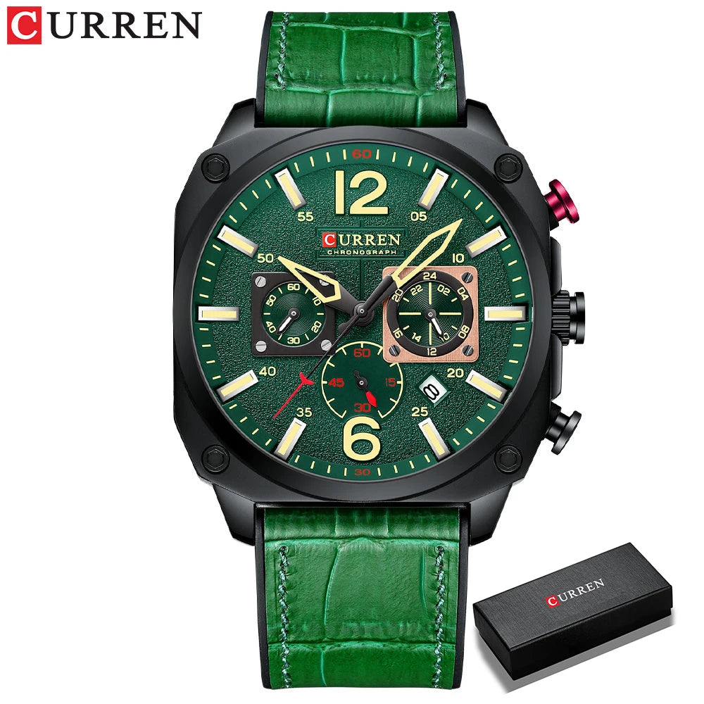 New CURREN Brand Watch Men Leather Sports Watches Men's Army Military Quartz Wristwatch Chronograph Male Clock Relogio Masculino