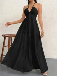 2026 Summer Women’s Trendy Deep V Shoulder Boho-Style Belt Dress for Weddings, Festivals, and Parties.