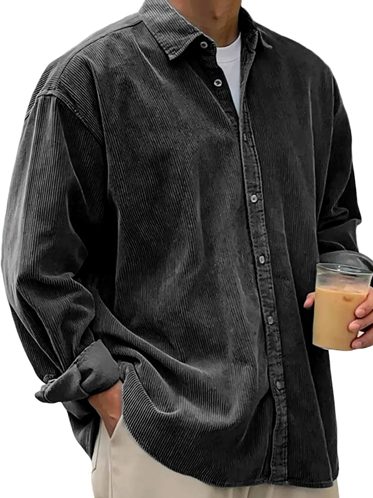 New Corduroy Shirt For Men Long-sleeved Trendy Casual Loose-fitting Thick Shirt/JacketFor Men, Suitable for Autumn and Winter