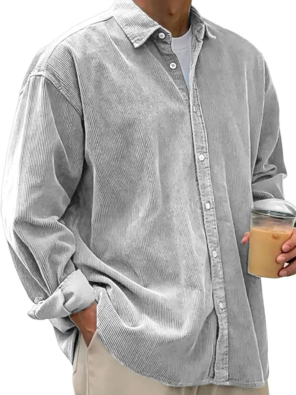 New Corduroy Shirt For Men Long-sleeved Trendy Casual Loose-fitting Thick Shirt/JacketFor Men, Suitable for Autumn and Winter