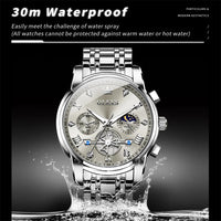 OLEVS 2856 Men's Watches Classic Multifunctional Fltwheel Chronograph Original Quartz Wristwatch Moon Phase 24 Hour Waterproof