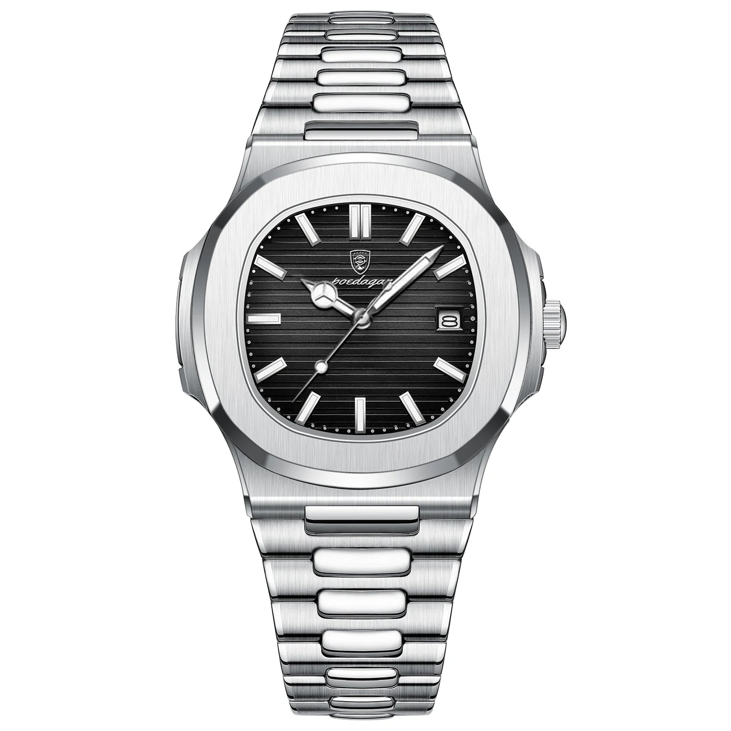 POEDAGAR Luxury Square Men Wristwatch Waterproof Stainless Steel Luminous Date Male Clock Sports Business Quartz Watches For Men
