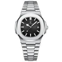 POEDAGAR Luxury Square Men Wristwatch Waterproof Stainless Steel Luminous Date Male Clock Sports Business Quartz Watches For Men