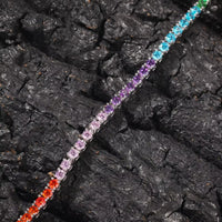 Pure Silver Rainbow Tennis Bracelet Pave 3.5MM Bling Rainbow Zircon 18K Gold Plated Beautiful Real 925 Fashion Exquisite Jewelry