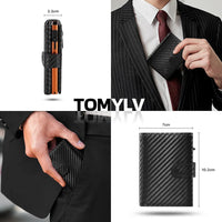 Pop Up Wallet with Coin Compartment RFID Protection Credit Card Holder Wallet for men