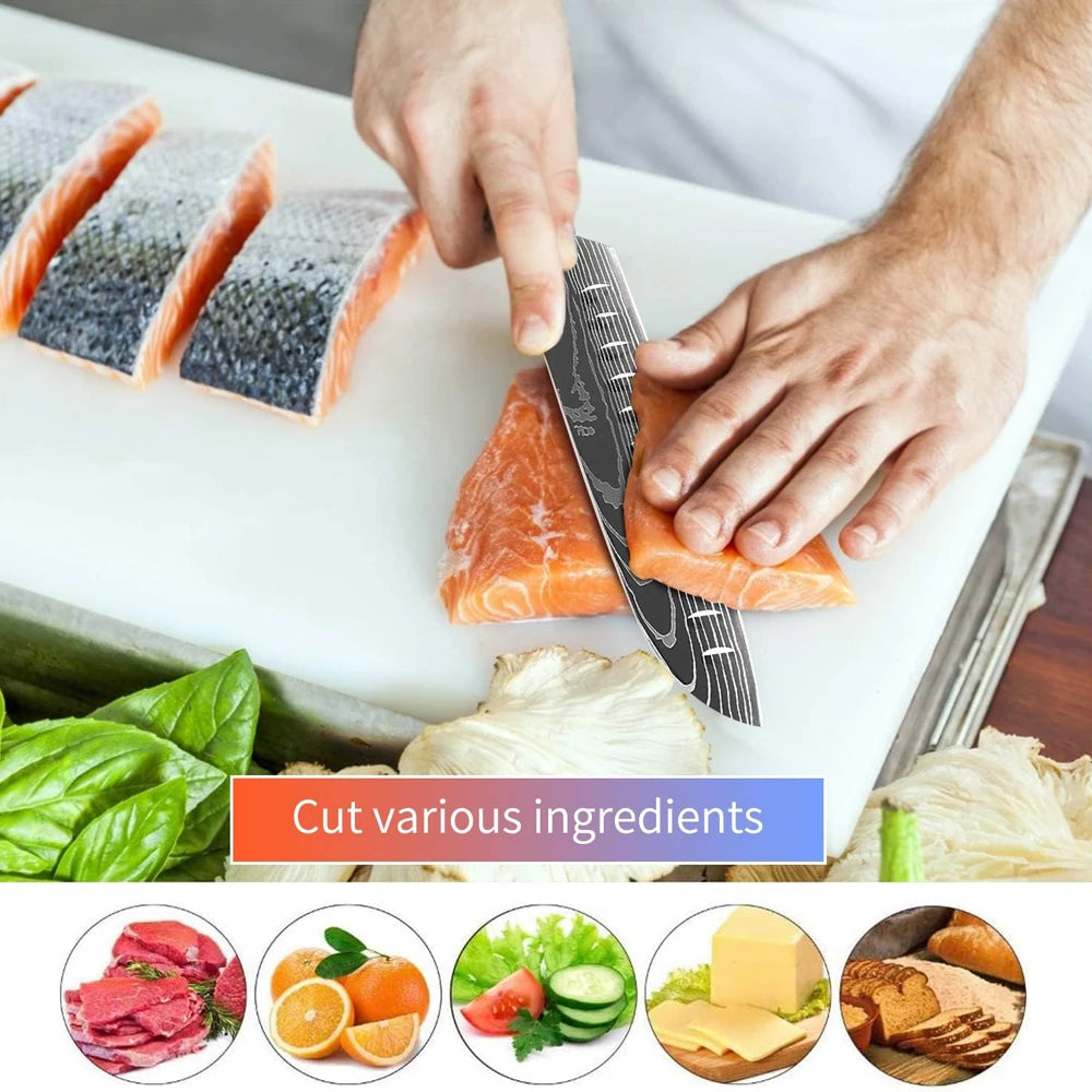 XITUO 1-8Piece Kitchen knife Set 7Cr17Mov Stainless Steel Chef Knife Ultra Sharp Santoku Cleaver Utility Knife Cooking Knives