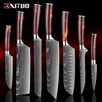XITUO 1-8Piece Kitchen knife Set 7Cr17Mov Stainless Steel Chef Knife Ultra Sharp Santoku Cleaver Utility Knife Cooking Knives