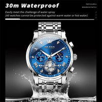 OLEVS 2856 Men's Watches Classic Multifunctional Fltwheel Chronograph Original Quartz Wristwatch Moon Phase 24 Hour Waterproof