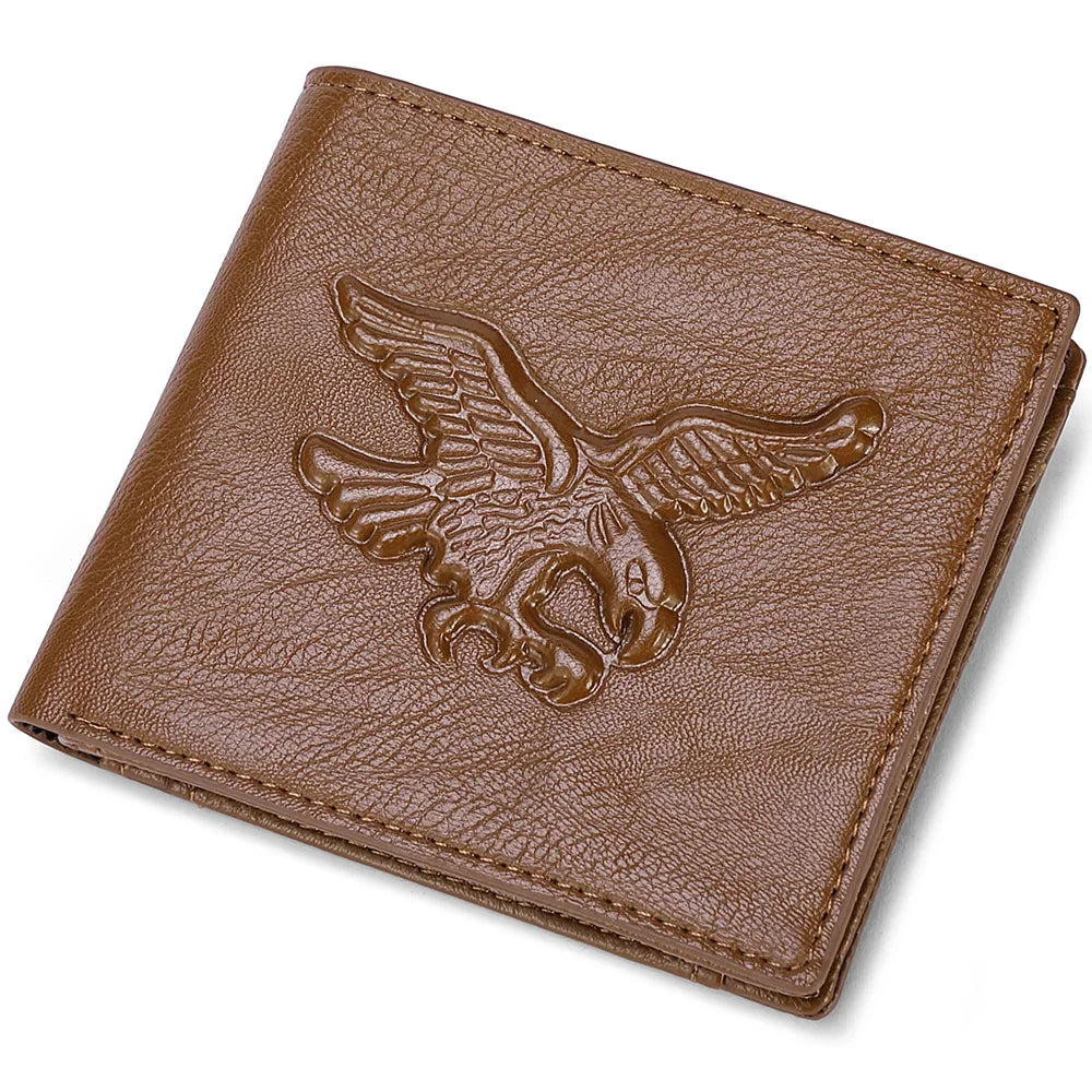 Men's Wallet PU Leather 3D Embossed Eagle Pattern with Multiple Card Slots Credit Card Holder with Coin Pocket
