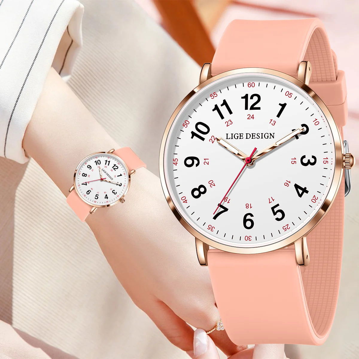 LIGE Luxury Silicone Strap Women's Wristwatch Digital Elegant Ladies Watches Fashion Simple Waterproof Quartz Watches for Woman