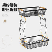 33*29cm deteachable fruit vegetable kitchen storage organizeation racks holders double-layer trays wood hand SS home display