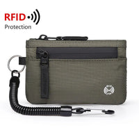Zipper Rfid Wallet Mini Coin Purse Women Men's Nylon Short Wallet Retro Key Card Holder Small Money Bag Trend Youth Mini Handbag