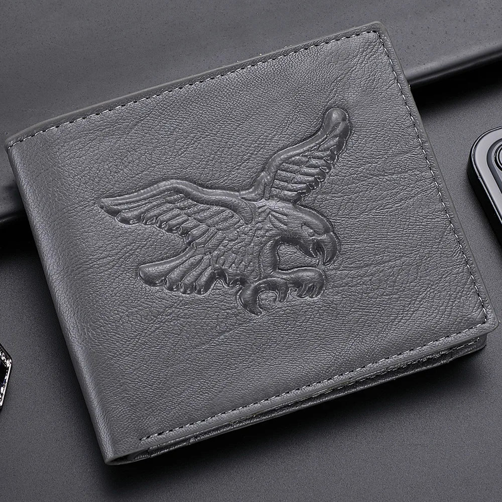 Men's Wallet PU Leather 3D Embossed Eagle Pattern with Multiple Card Slots Credit Card Holder with Coin Pocket