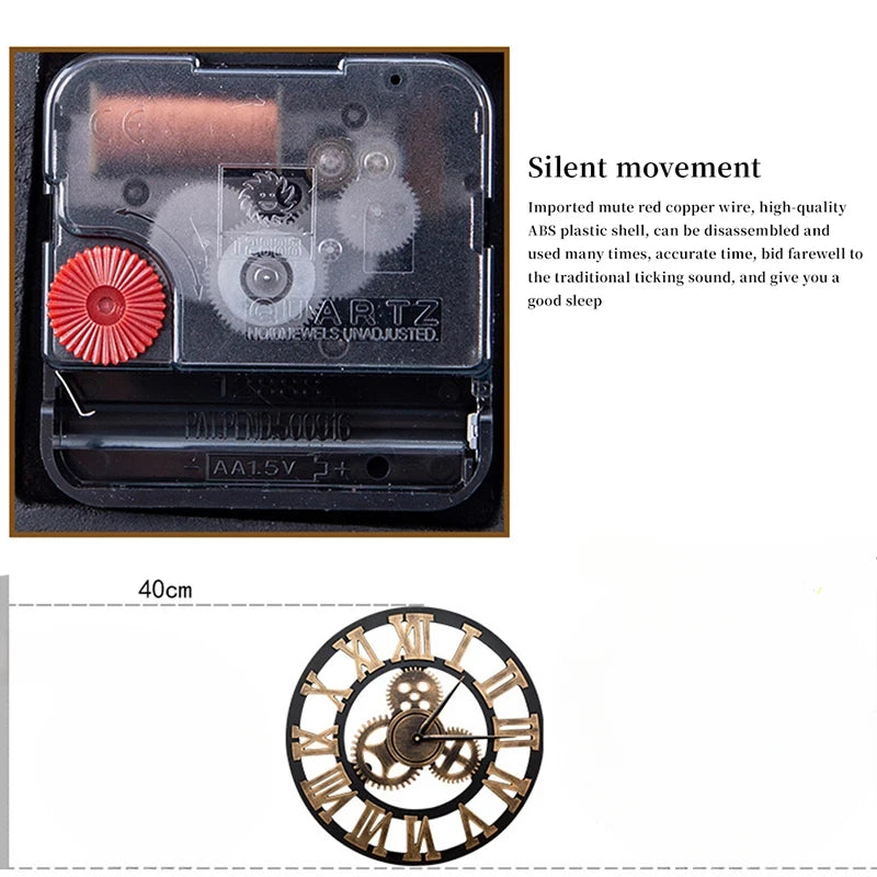 1PC 30/35/40CM Industrial Gear Wall Clock Moving Gear Clock Rustic Gear Wall Clock Industrial Decor Clock for House Warming Gift