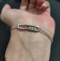 925 Sterling Silver Double-Layer Bracelet, Minimalist Zircon Design, Hypoallergenic, Ideal Gift for Women