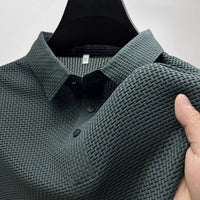 Summer New Men's Lop-up Hollow Short-sleeved Polo Shirt Ice Silk Brand Clothes Breathable Business Fashion T-Shirt Male Upto 6XL