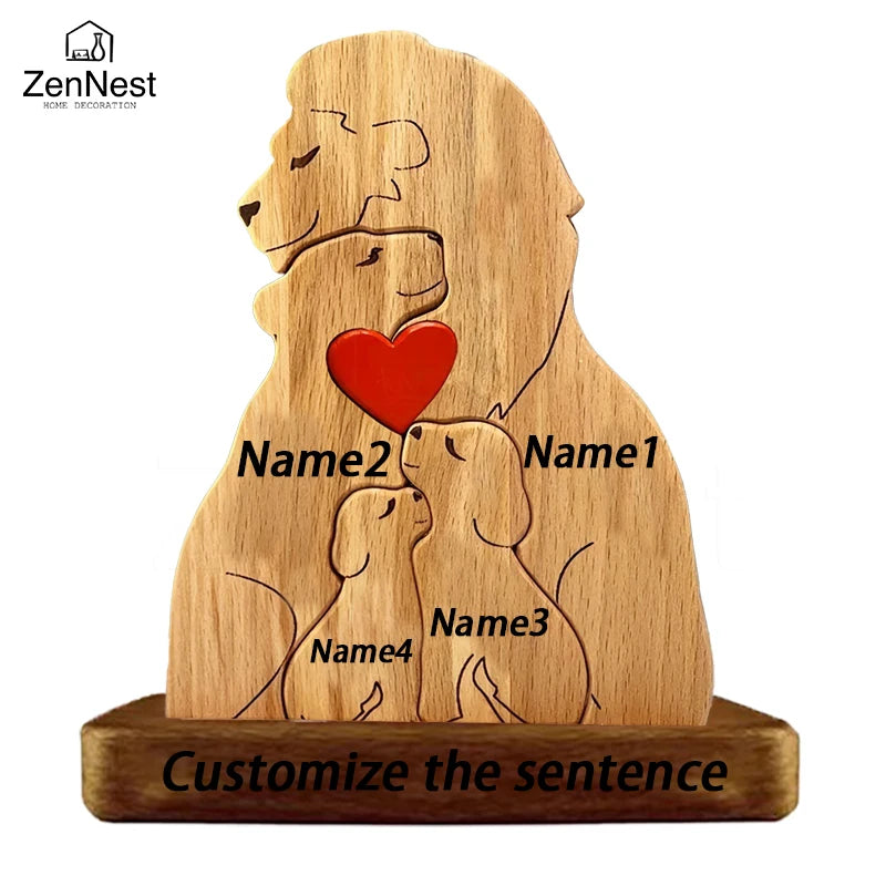 Wooden Lion Family Puzzle Ornament DIY Custom Name Home Decorations Thanksgiving Christmas Gifts Gifts for Mom Art Crafts