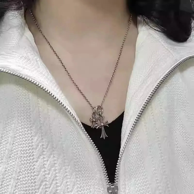 S925 Pure Silver Necklace for Men and Women, Sweater Chain, High-end Accessory Pendant, Collarbone, Hip-hop Accessory