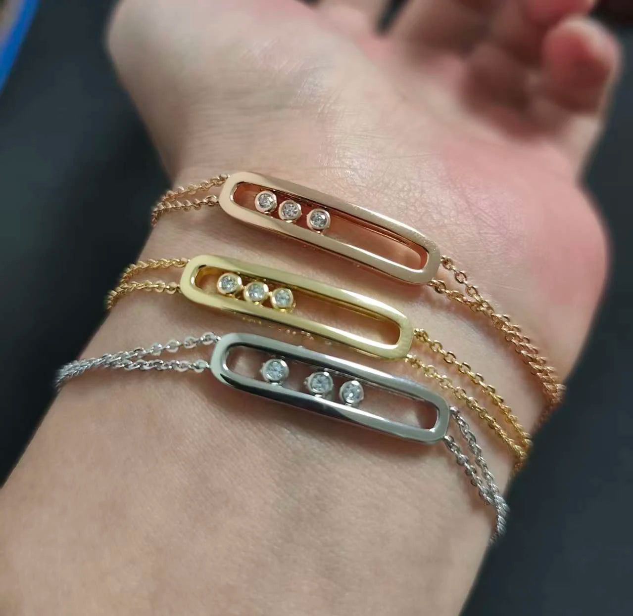 925 Sterling Silver Double-Layer Bracelet, Minimalist Zircon Design, Hypoallergenic, Ideal Gift for Women
