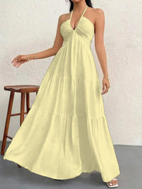 2026 Summer Women’s Trendy Deep V Shoulder Boho-Style Belt Dress for Weddings, Festivals, and Parties.