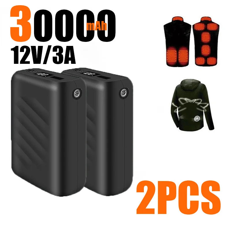 30000mAh Rechargeable 12V 3A Power Pack Suitable For Heating Vests Power Banks Backup Batteries And Air Conditioning Workwear