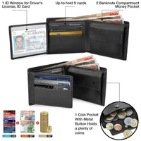 Wallets Mens Slim RFID Blocking with Coin Pocket  2 Banknote Compartments 10 Credit Card Holders Wallet for Men