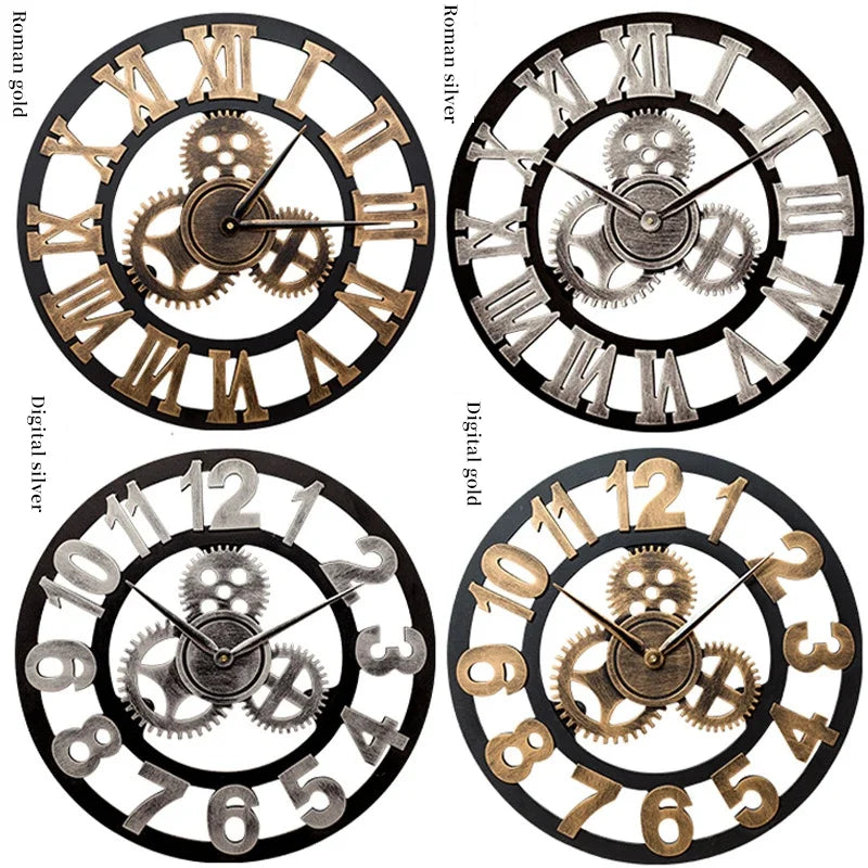 1PC 30/35/40CM Industrial Gear Wall Clock Moving Gear Clock Rustic Gear Wall Clock Industrial Decor Clock for House Warming Gift