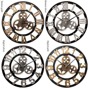 1PC 30/35/40CM Industrial Gear Wall Clock Moving Gear Clock Rustic Gear Wall Clock Industrial Decor Clock for House Warming Gift