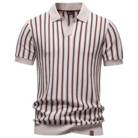 Summer Men's Polo Shirts 2026 Stripe Design Ice Silk Short Sleeve Cool Touch Breathable Casual Outdoor Polo Shirt for Men