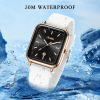 Sunkta Fashion Elegant Woman Watch Luxury Retro Calendar Silicone Belt Casual Sport Waterproof Simple Quartz Watches Ladies Gift