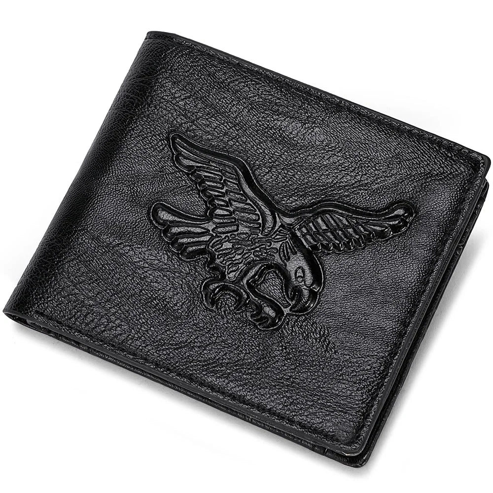 Men's Wallet PU Leather 3D Embossed Eagle Pattern with Multiple Card Slots Credit Card Holder with Coin Pocket