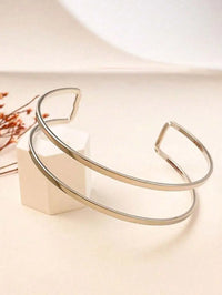 Gold Tone Fluid Curve Cuff Bracelet For Women Minimalist Summer Party Jewelry Gift