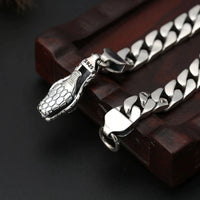 Factory Price S925 Sterling Silver Snake-Head Trendy and Fashionable Retro Punk Python Bracelet Jewelry Couples Gift