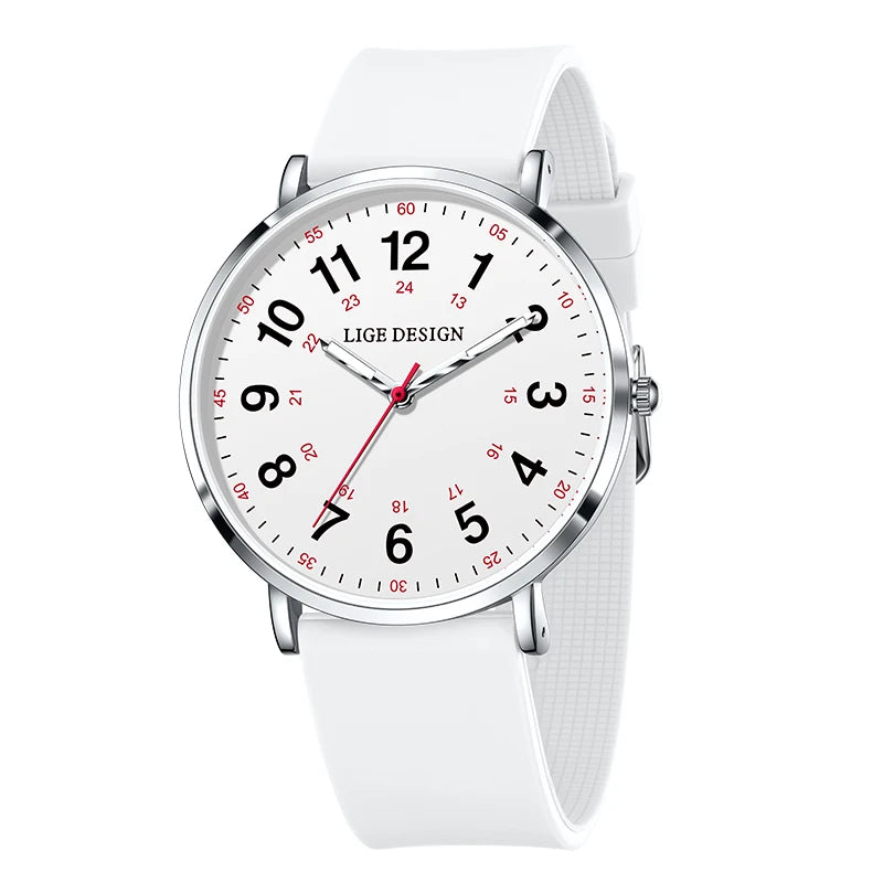 LIGE Luxury Silicone Strap Women's Wristwatch Digital Elegant Ladies Watches Fashion Simple Waterproof Quartz Watches for Woman