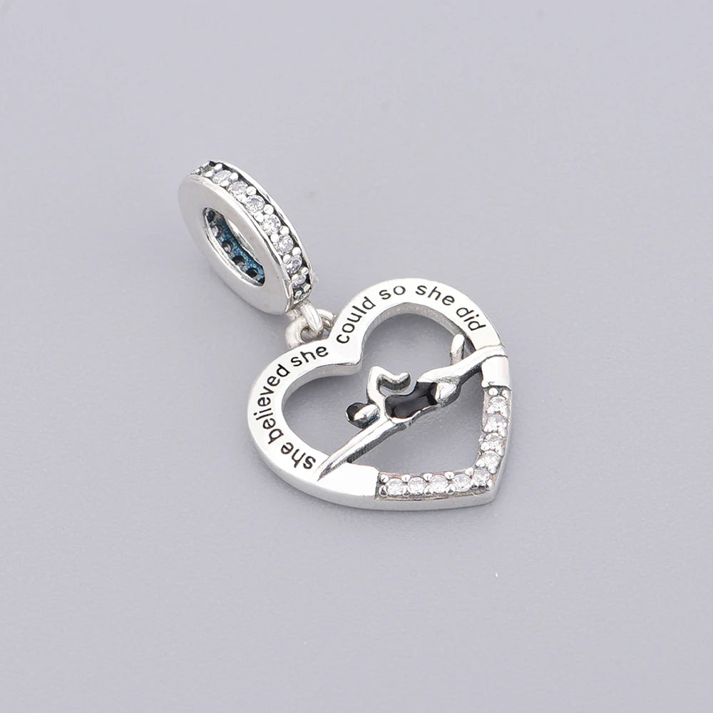 Fit Original Charm Bracelet 925 Sterling Silver Swimming Symbol She Believed She Could So She Did Bead For Making Women Berloque